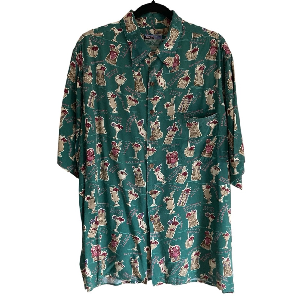 Vintage Reyn Spooner Hawaiian Shirt Tiki Cocktails Print, Large